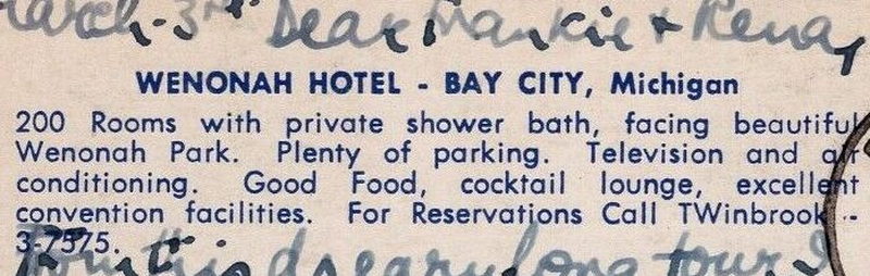 Wenonah Hotel - Postcard Back